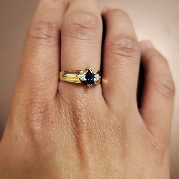 ***SOLD*** 14K Yellow Gold Sapphire Diamond Ring - Picture 12 of 14